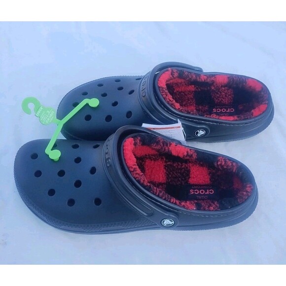 Crocs Classic Lined Buffalo Check Clog Black US Men's Size 11 NEW - Picture 2 of 5